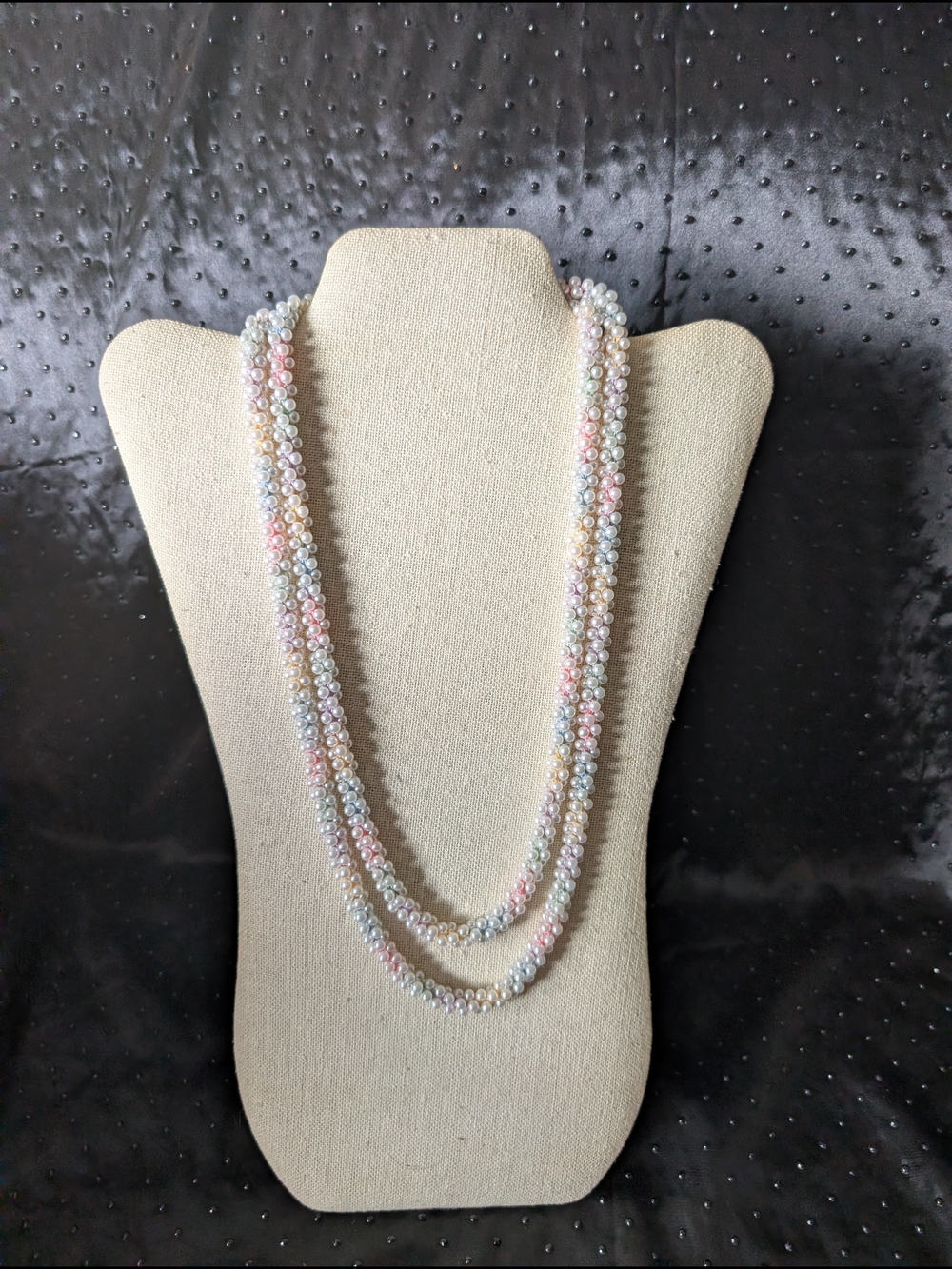 Vintage Multi-Color Pearl Bead Single Strand Necklace - Women Jewelry #76